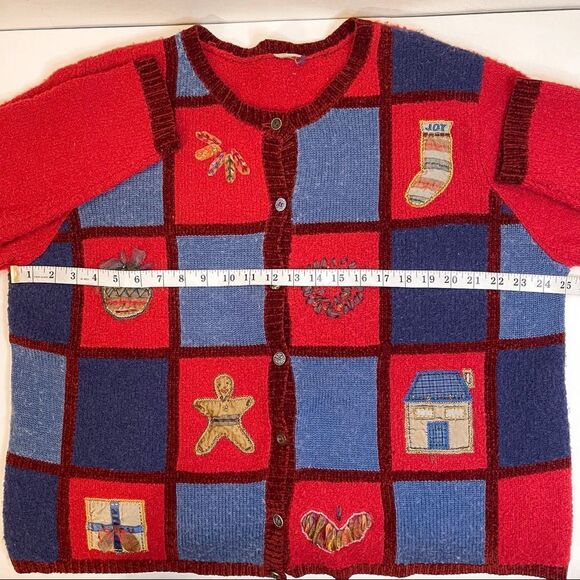 Vintage Christmas Sweater with Patchwork & Embellishments Size XL - Picture 3 of 9